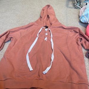 Pink lace up sweatshirt